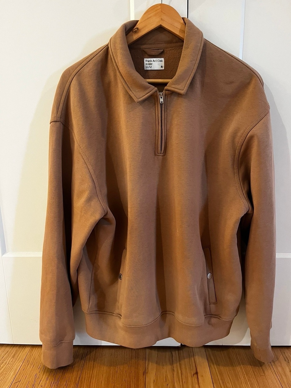 Frank & Oak Men's Half-Zip Sweater in Light Brown